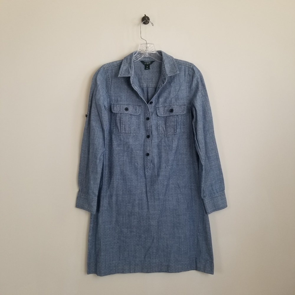 J Crew Denim Chambray Cotton Shirt Dress XS